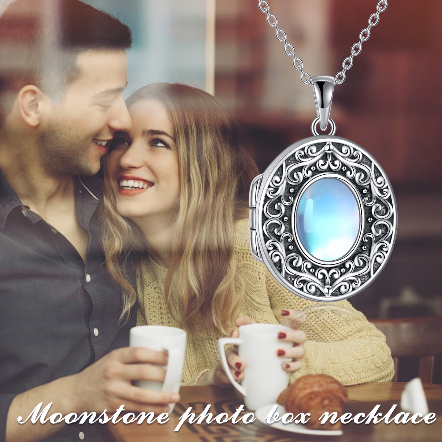 Sterling Silver Photo Locket Necklace That Holds Pictures Oval Shaped Photo Jewelry for Mother Daughter Wife