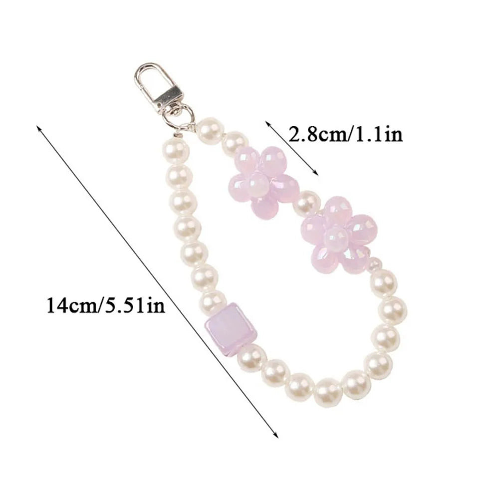 Imitation Pearl Keychain Sweet Fashion Ribbon Bowknot Keyring Accessories Metal Buckle Women Bag Charms Best Gifts Jewelry